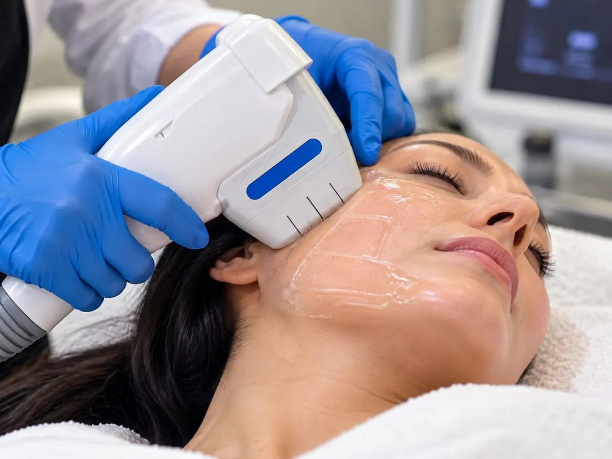 HIFU treatment along the jawline for non-surgical skin tightening