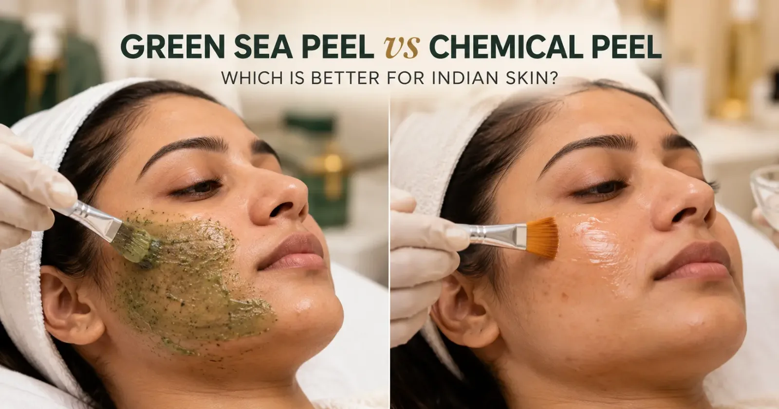 Green Sea Peel vs chemical peel treatment comparison for Indian skin at Paradise Wellness Copy