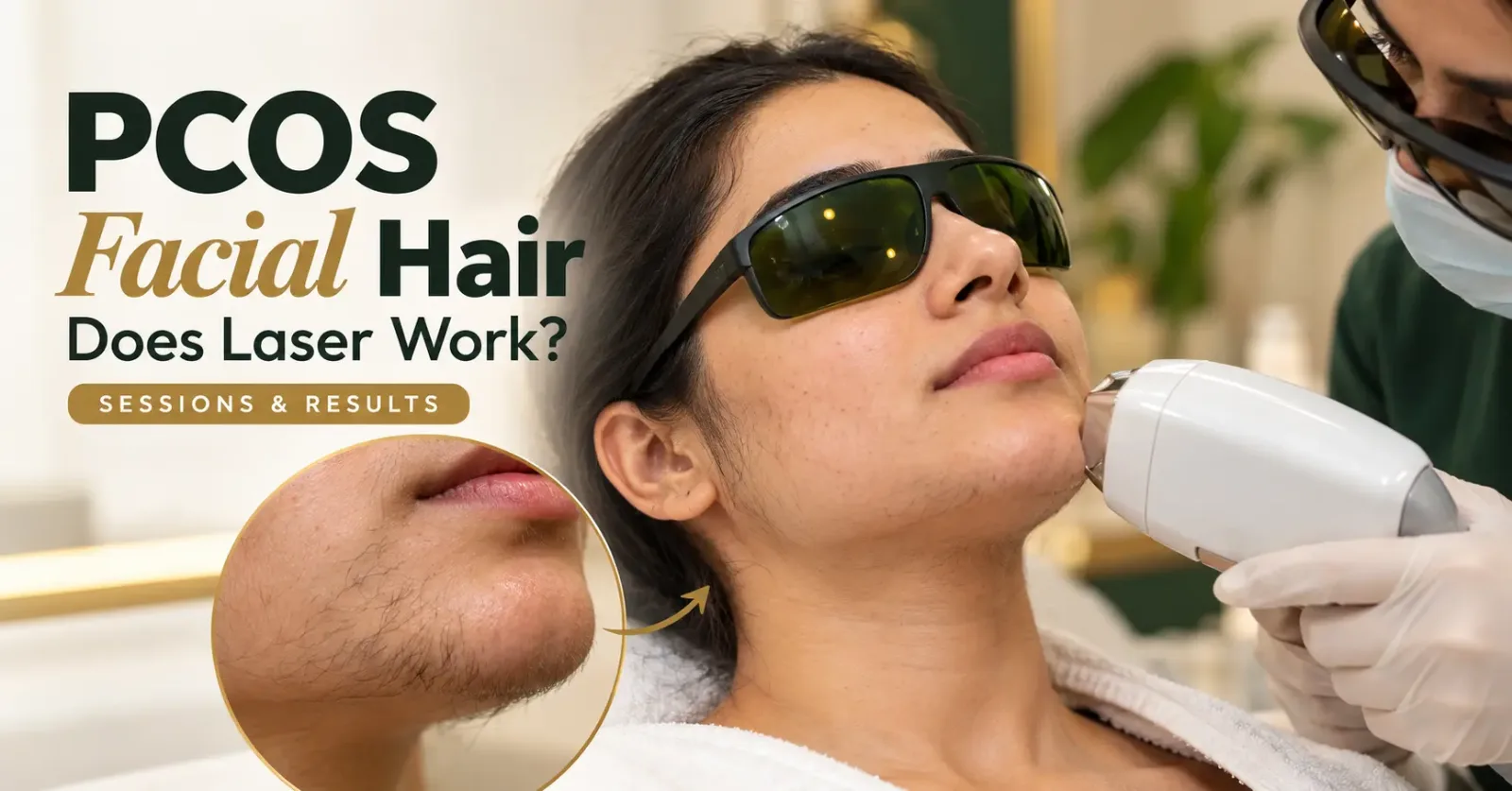 PCOS facial hair and laser hair removal treatment for women with unwanted chin and jawline hair