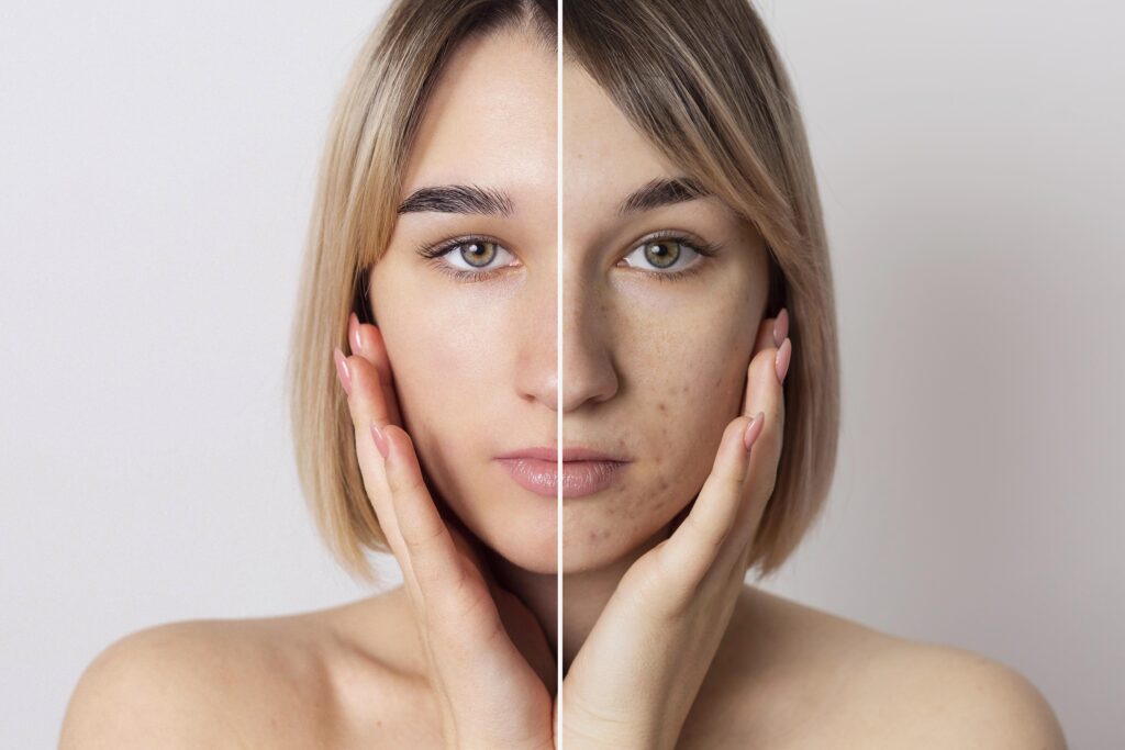 Matcha Facial Before and After Results for Acne and Dull Skin