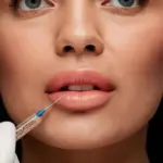 close up woman getting lip filler from delhi's best skin clinic paradise wellness
