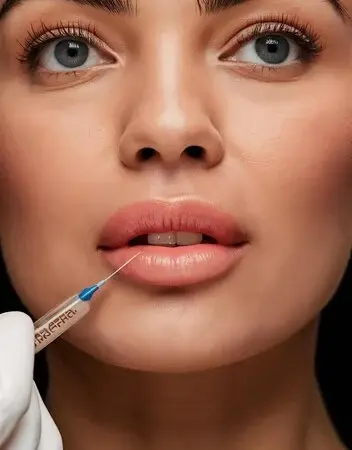 close up woman getting lip filler from delhi's best skin clinic paradise wellness