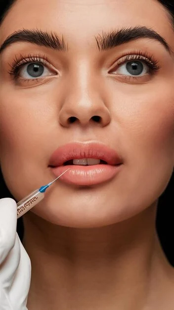 close up woman getting lip filler from delhi's best skin clinic paradise wellness