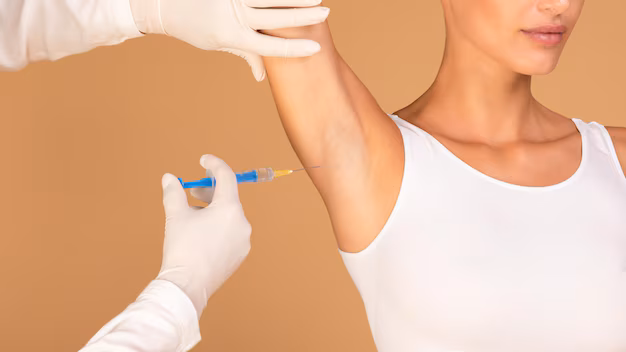 hyperhidrosis treatment young lady receiving underarm shot prevent excessive sweating