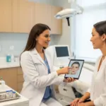 A female dermatologist consulting with a patient about the safety of dermal fillers at Paradise Wellness.