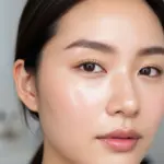 Close-up of a young woman with radiant 'glass skin,' showcasing the healthy and luminous complexion achieved with K-Beauty skincare. Her natural glow reflects the effectiveness of Korean beauty treatments for clear and hydrated skin.