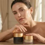 Close-up of La Fervance skincare application during a luxury facial in Delhi