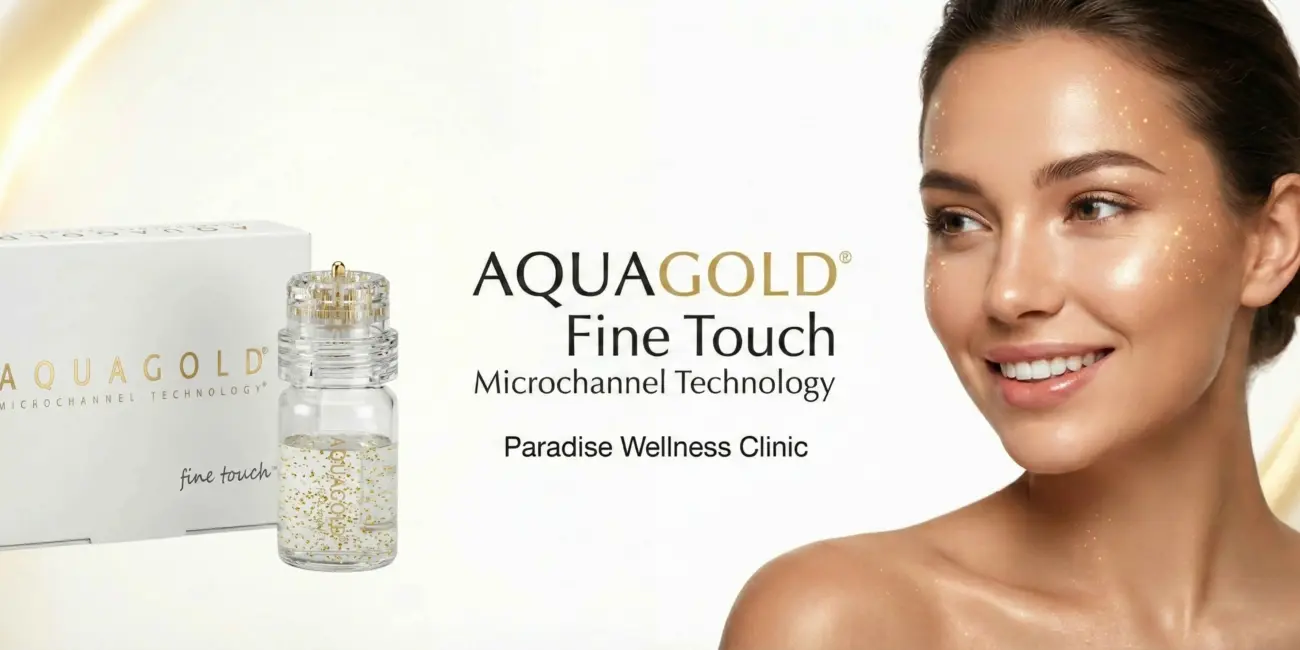 Woman after Aqua Gold Facial 24K Gold showing smooth glowing glass skin in Delhi clinic