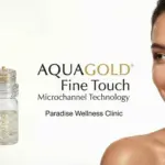 Woman after Aqua Gold Facial 24K Gold showing smooth glowing glass skin in Delhi clinic