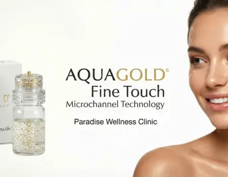 Woman after Aqua Gold Facial 24K Gold showing smooth glowing glass skin in Delhi clinic